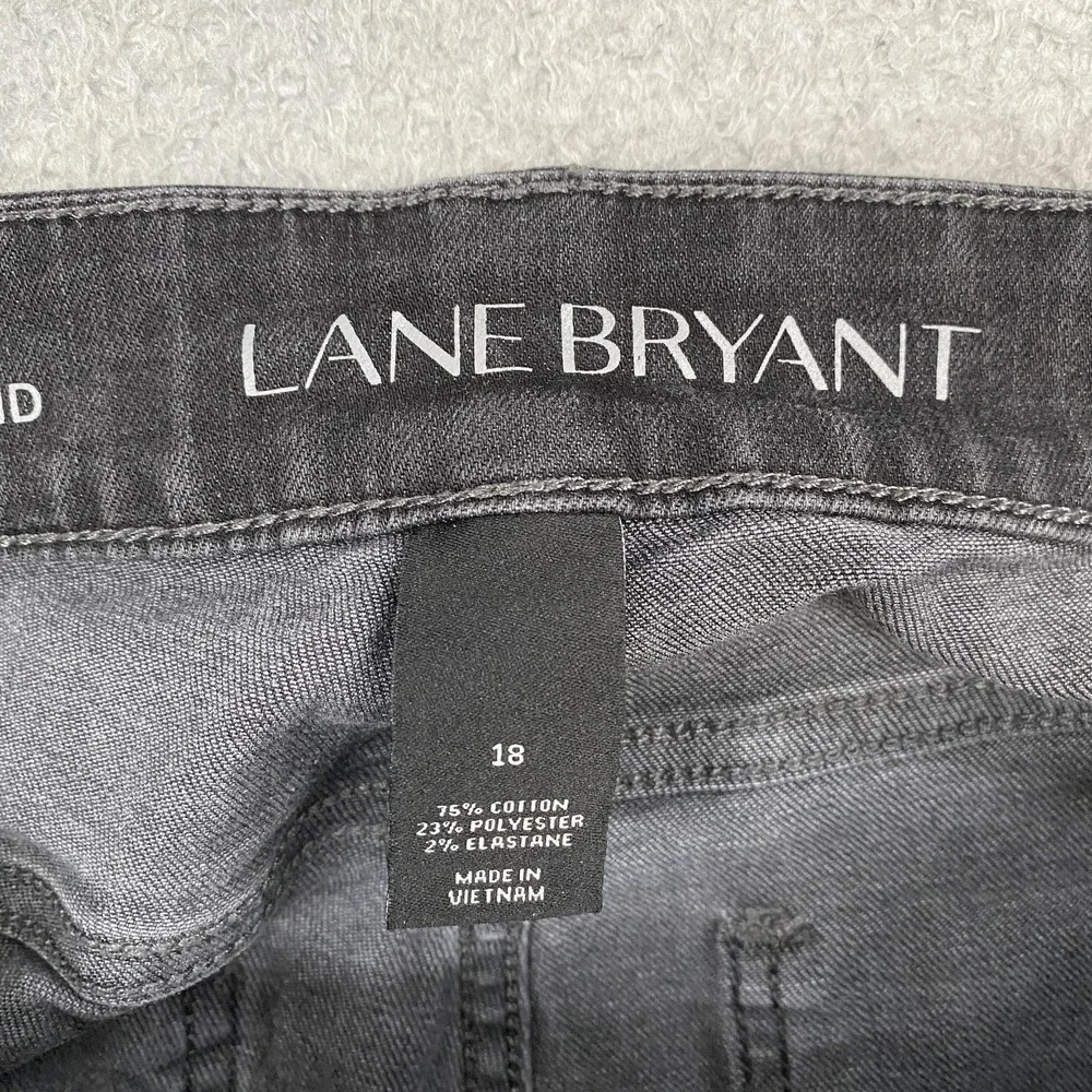 Lane Bryant Low Rise Girlfriend‎ Jeans Womens 18 Charcoal Distressed Sequin Crop